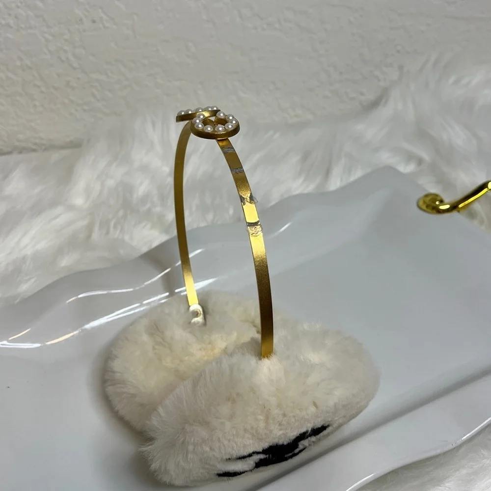 CHANEL VINTAGE Black and White Fur Earmuffs